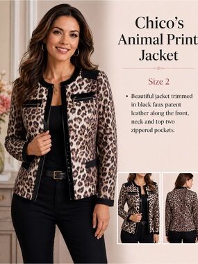 Faux Patent Leopard Matilda Jacket- Size 2
